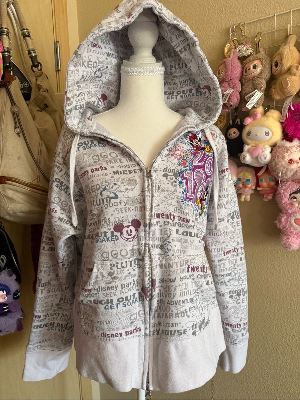 Disney Gray Graphic Zip-Up Hoodie Sweatshirt